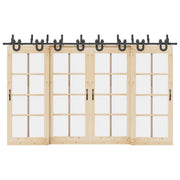 Kit di Binari per Porte Scorrevoli 366 cm Acciaio Nero