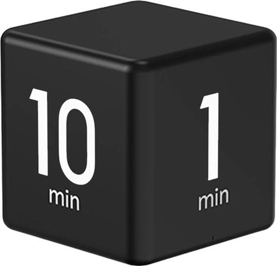 Timer a rotazione con funzione orologio, 1-3-5-10 minuti, display LED programmabile, regolazione del volume, timer a cubo, adatto per lavoro, studio, cucina, portatile, controllo da sensori, regolazione del volume.