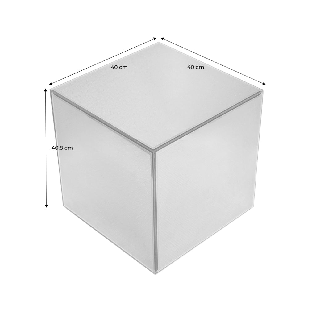 Tavolo cubico a specchio, tavolino da divano, transparent