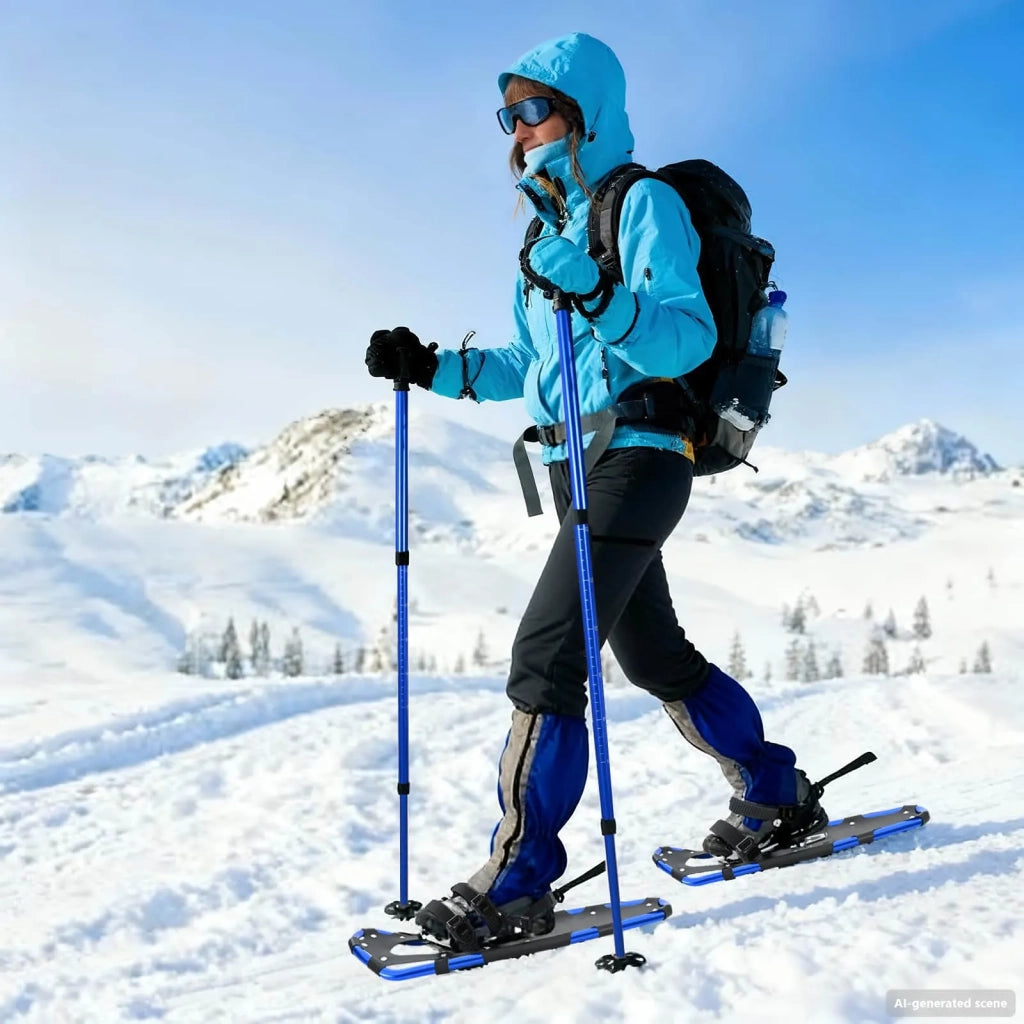 Racchette da neve 3 in 1 con bastoni da trekking Blu e Nero CFW2393881