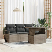Set Divano da Giardino 5 pcs Grigio Poly Rattan
