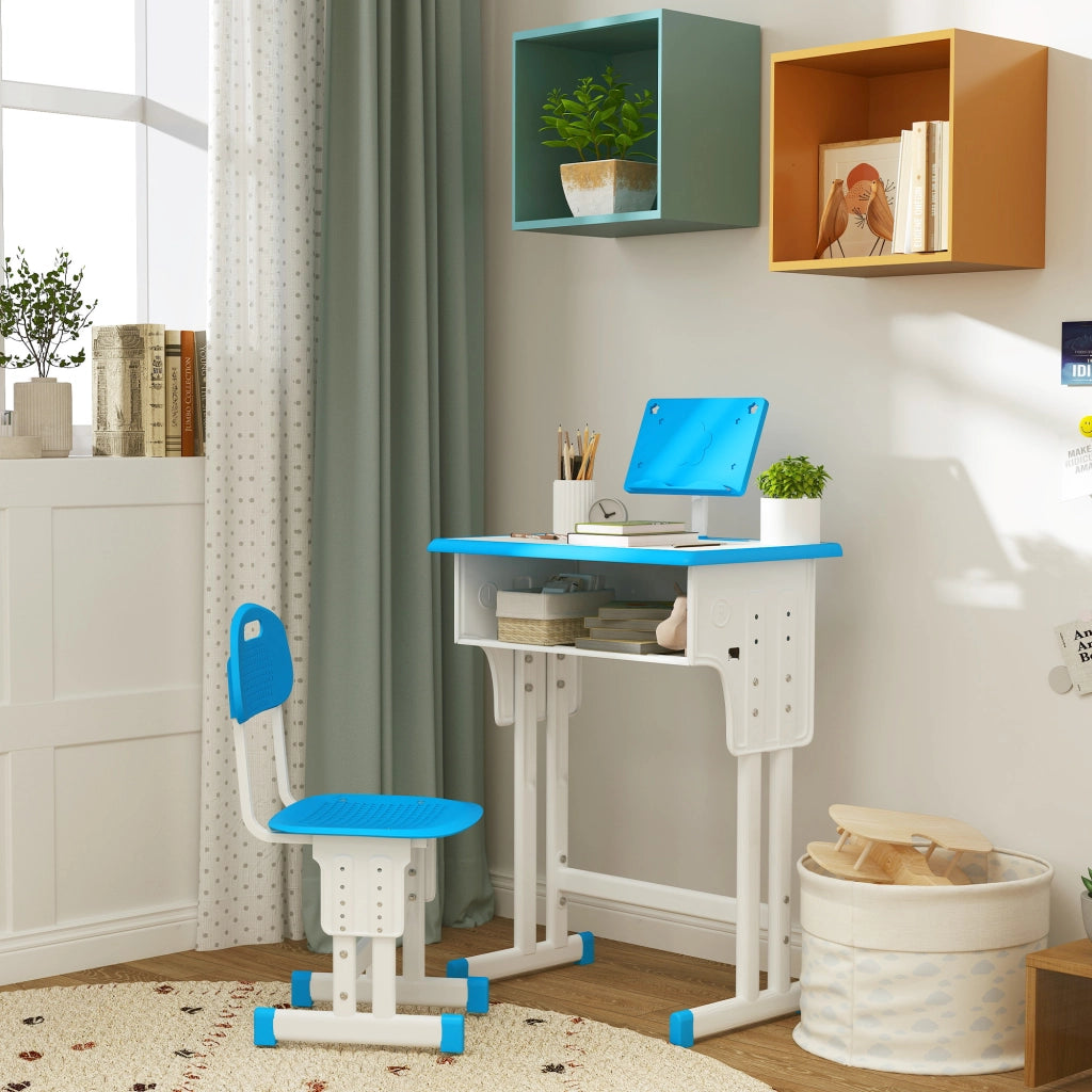 Scrivania per Bambini con Sedia ¨C Minimal ¨C 60x45x90-102 cm Blu