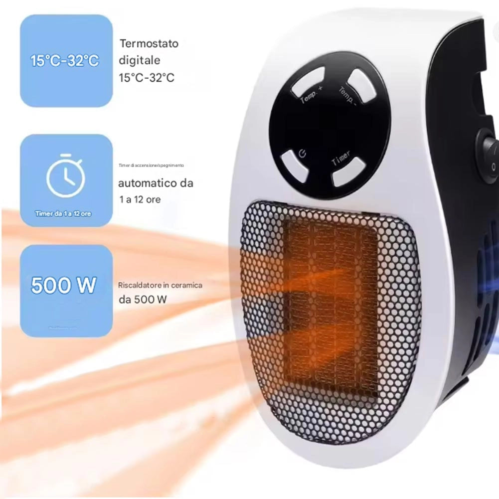 Termoventilatore Mini Stufa Scaldabagno Elettrico con Telecomando e 2 Velocità