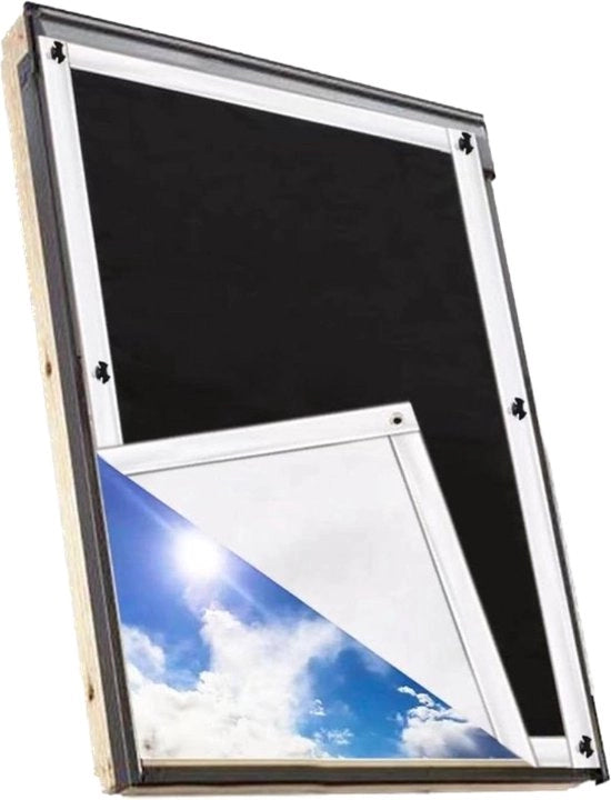 Zonwering per dakraam con tessuto di oscuramento per rolluio con protezione contro il calore e montaggio senza attrezzi per finestre Velux e Roto - misura 37 x 58 cm con viti per rolluio.