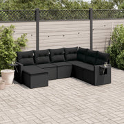 Set Divani da Giardino con Cuscini 7pz Nero Polyrattan 3252832