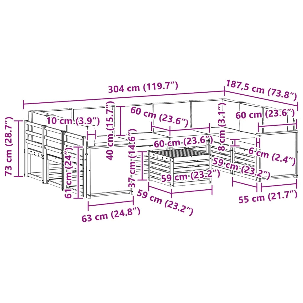 Set divani Legno di Acacia Massello 3384868