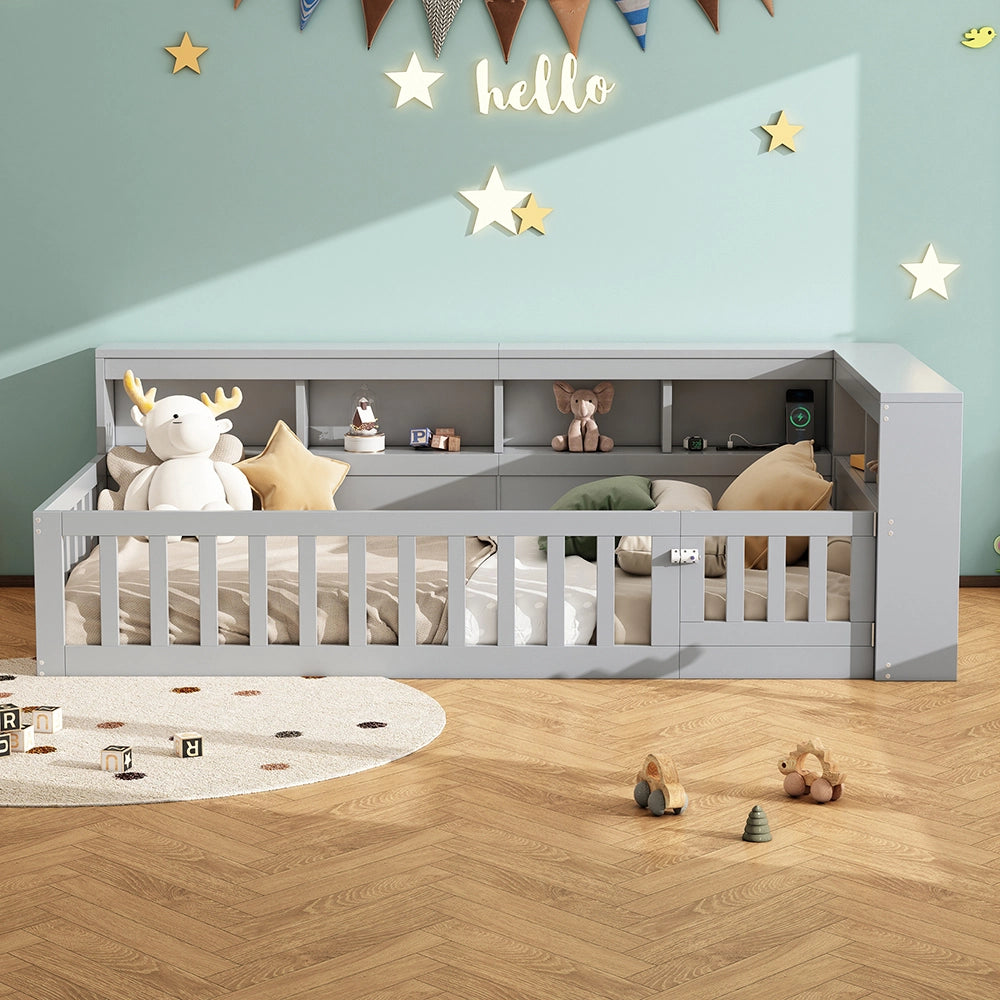 Daybed - Xylo - 90x200 cm USB balaustra grigio