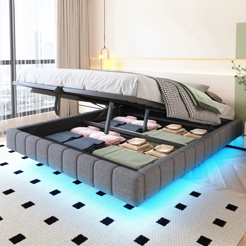letto imbottito lino grigio 160 x 200 cm