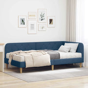 Cornice del letto ad angolo Blu 90 x 190 cm Tessuto