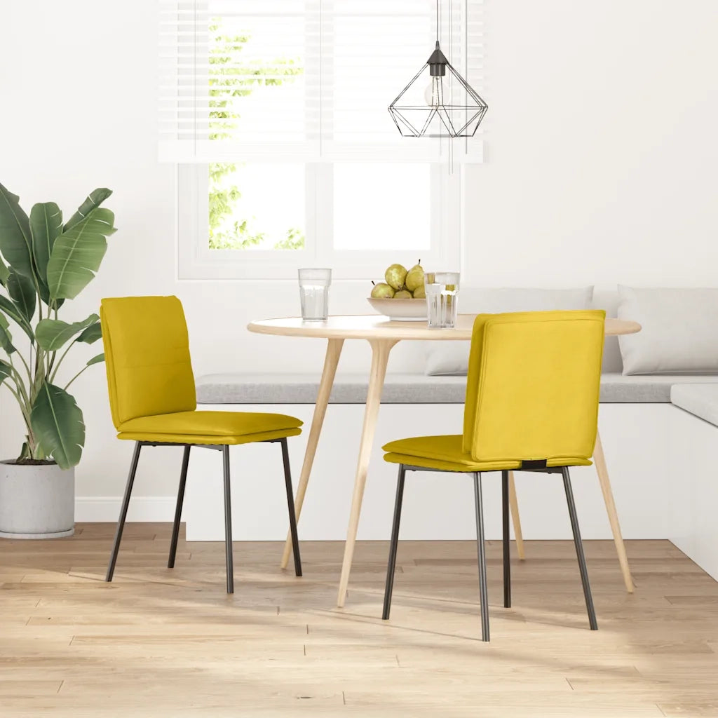 Sedie da Pranzo 2 pz Gialle in Velluto 4101251