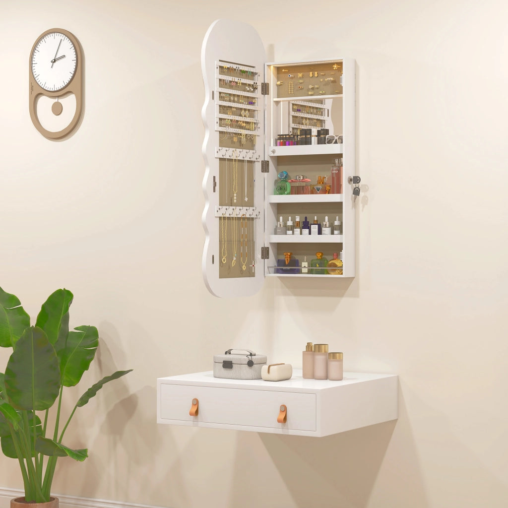 Specchio con cassetti e luce LED ¨C zephmum ¨C Bianco