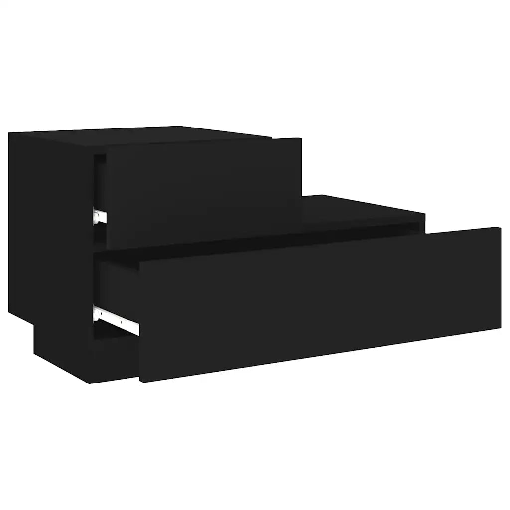 Comodino | Armadio da Notte | Mobiletto da notte con Luci LED Nero 70x36x40,5 cm