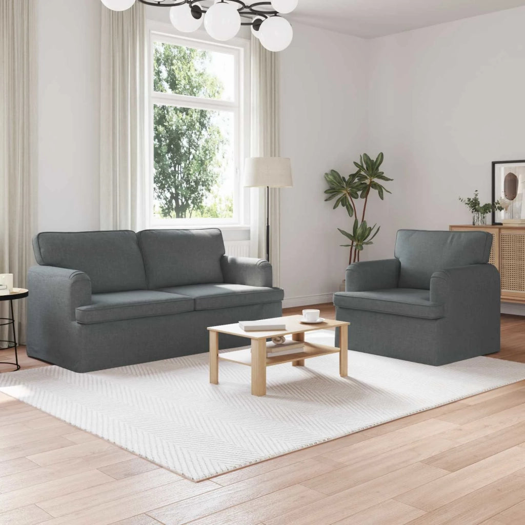 Set di divani 2 pcs Grigio scuro 162 x 80 x 85 cm Tessuto 3407561