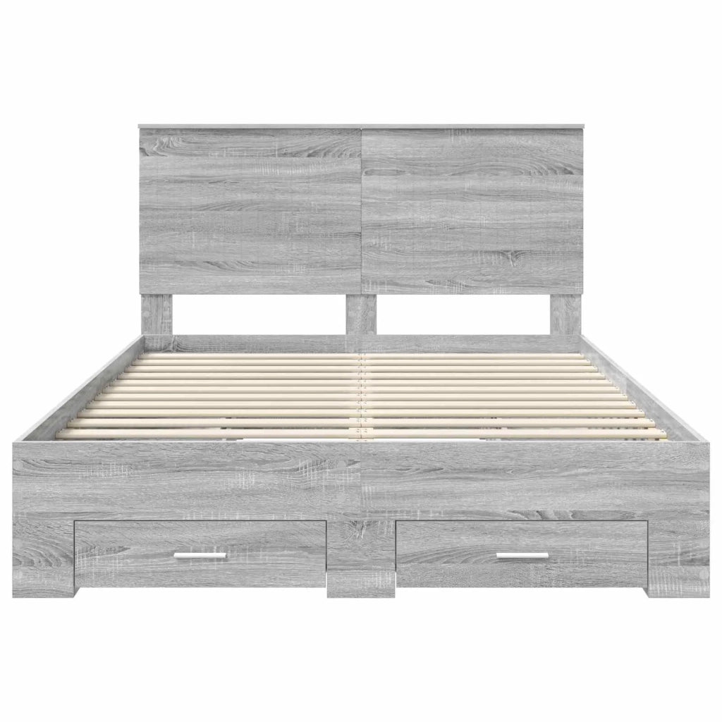 Struttura del letto con testiera Grigio Sonoma 135 x 190 cm 3411319