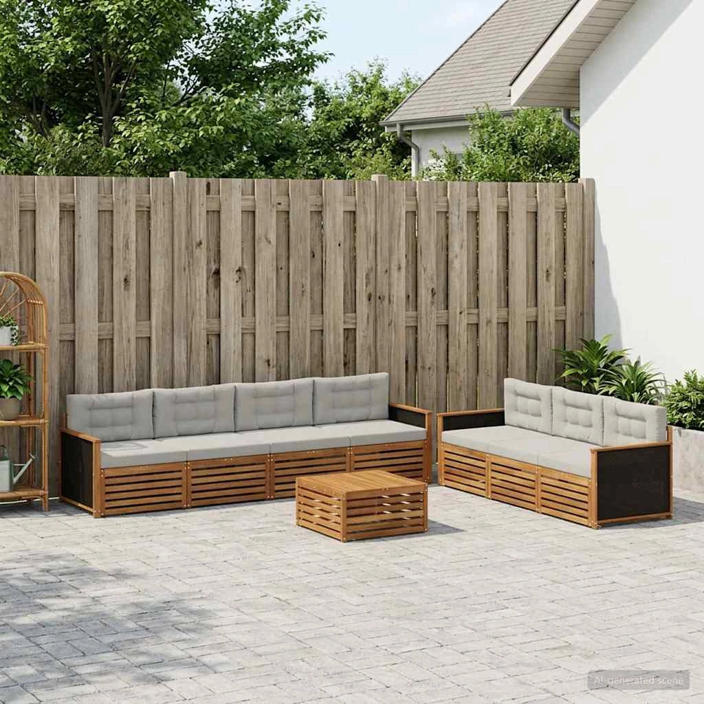 Set di divani da esterno 8 pz Naturale e Grigio Chiaro 3383104