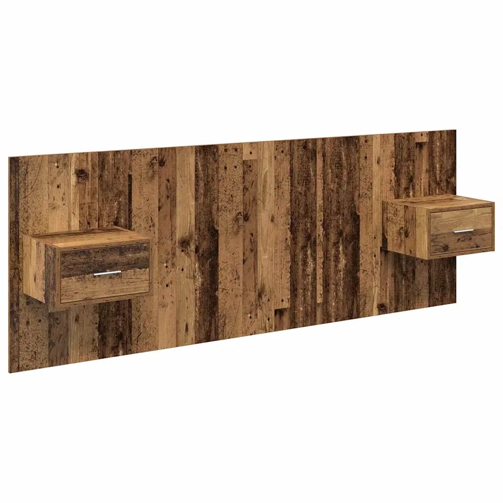 Testiera | Testata con Comodino 3 pcs Legno vecchio Legno multistrato
