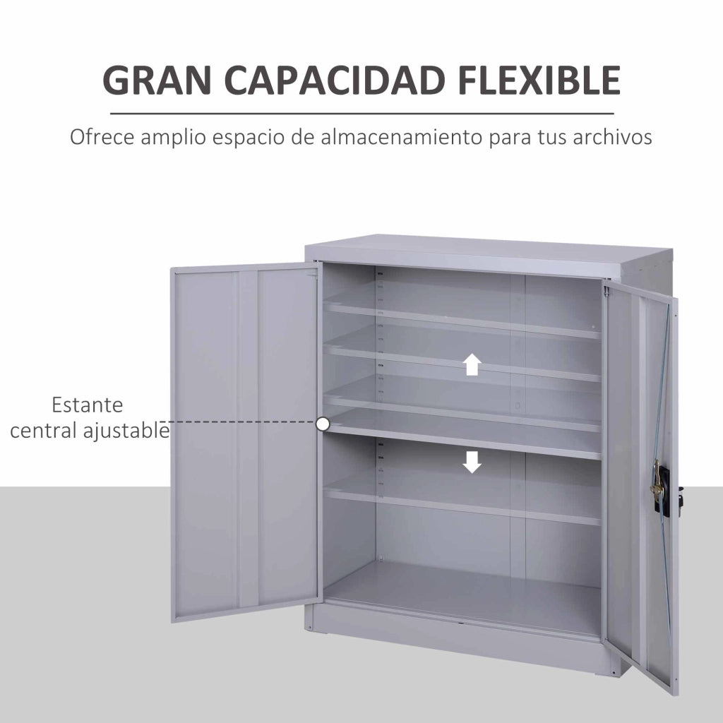 Armadio metallico con ante e cassetti ¨C zephmum ¨C 80x40x92,5 cm grigio