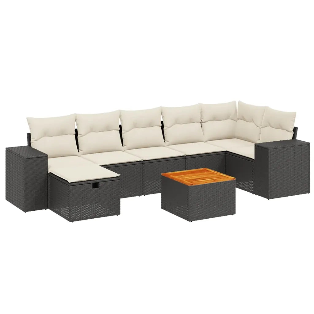 Set Divani da Giardino con Cuscini 8 pz Nero in Polyrattan 3265179