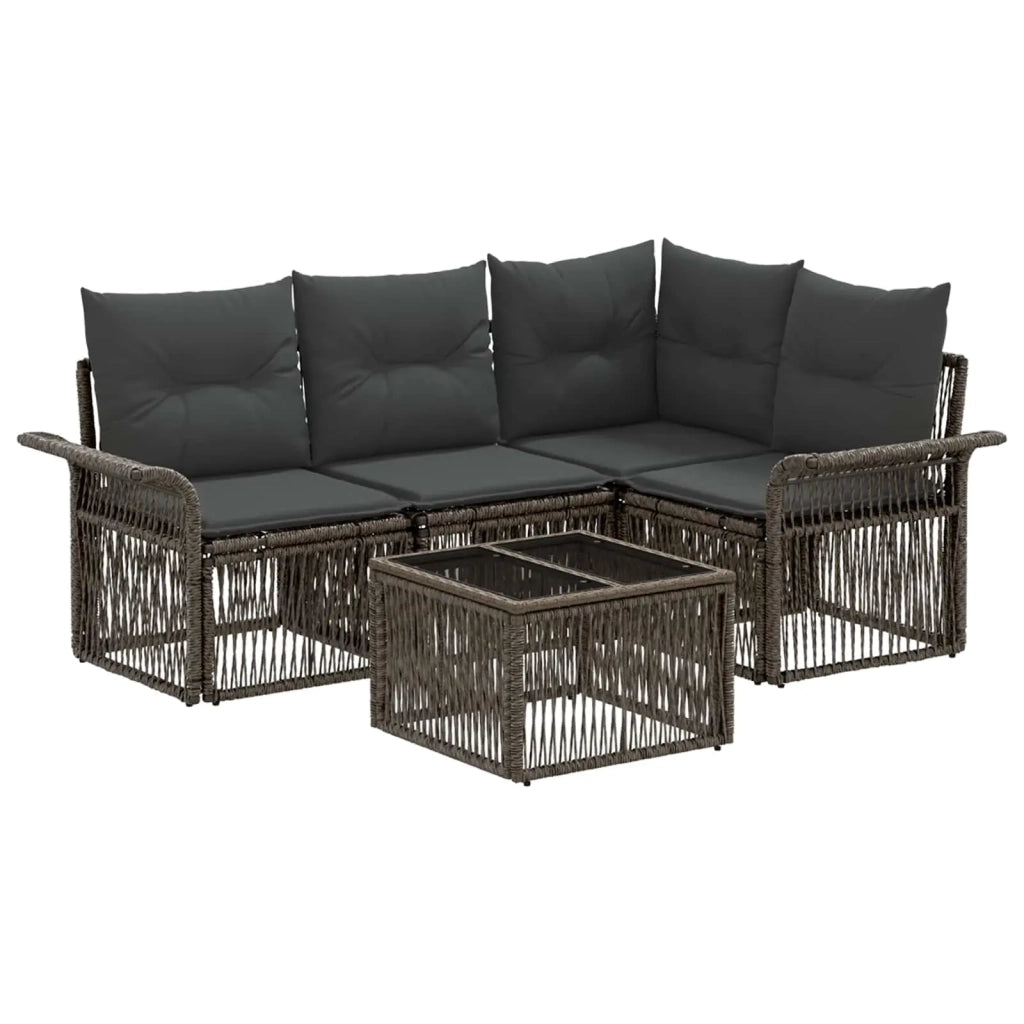 Set Divano da Giardino 5 pcs Grigio polyrattan 3434825