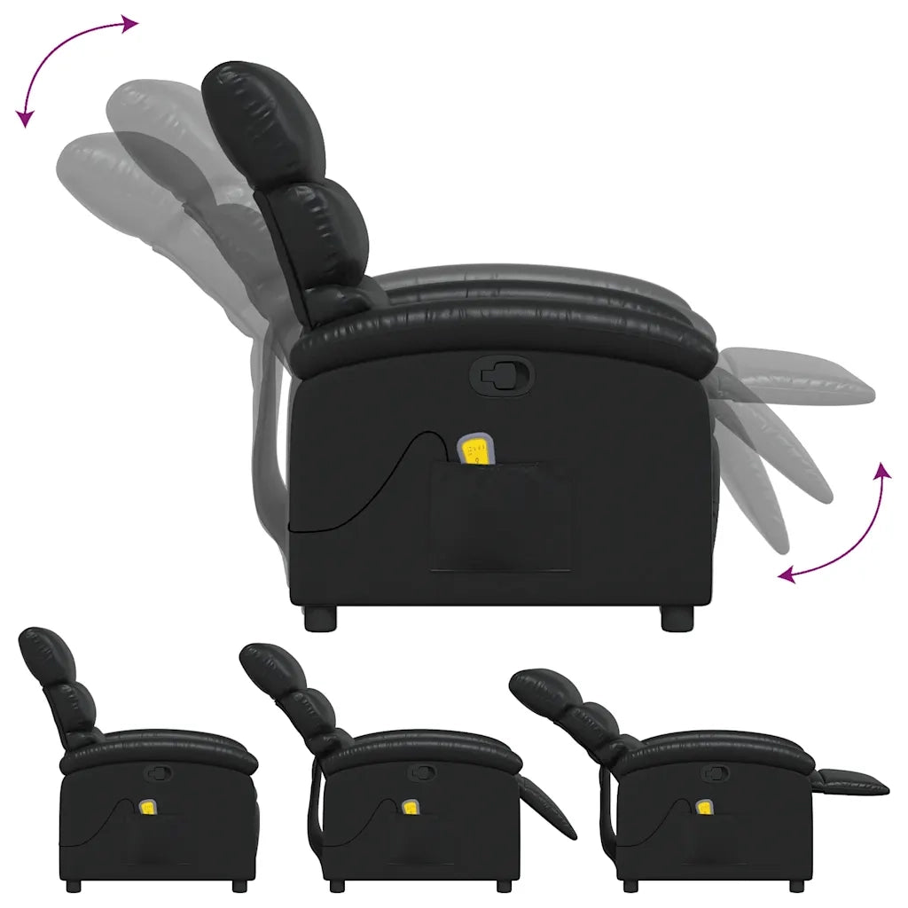 Poltrona Massaggiante | Sedia Relax Reclinabile Nera in Similpelle