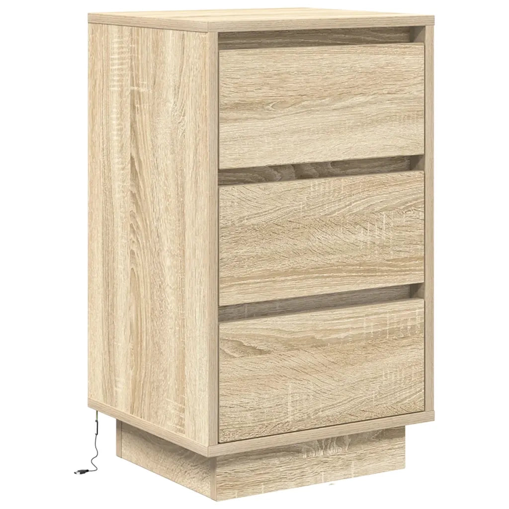 Comodino con Luci LED Rovere Sonoma 38x34x65 cm 861303