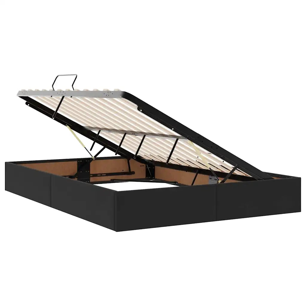 Letto con contenitore e LED con led Nero 140 x 200 cm Velluto