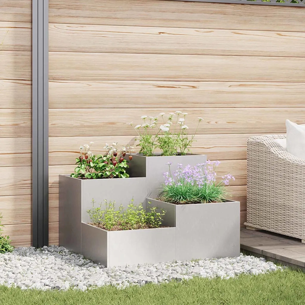 Vaso da giardino-Fioriera da Esterno-Contenitore per Piante Argento 80 x 80 x 60 cm Acciaio inossidabile