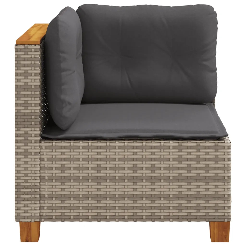 Divano Angolare da Giardino con Cuscini Grigio in Polyrattan 365903
