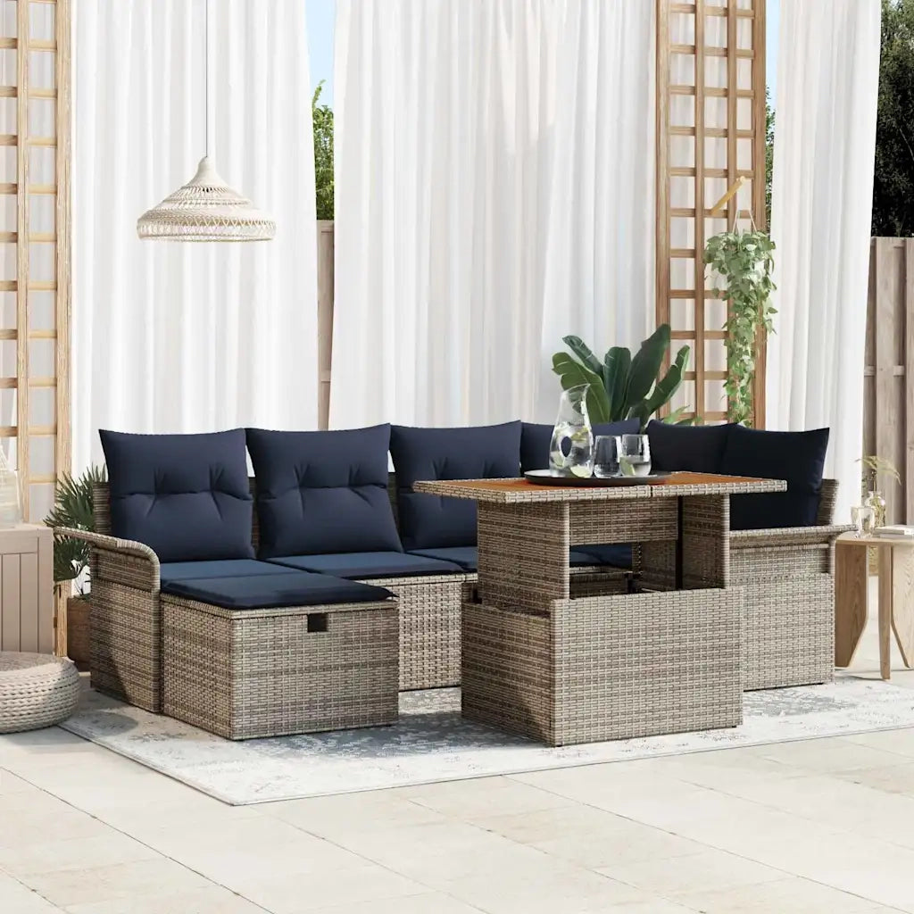 Set Divano da Giardino 7 pcs Grigio polyrattan 3361248