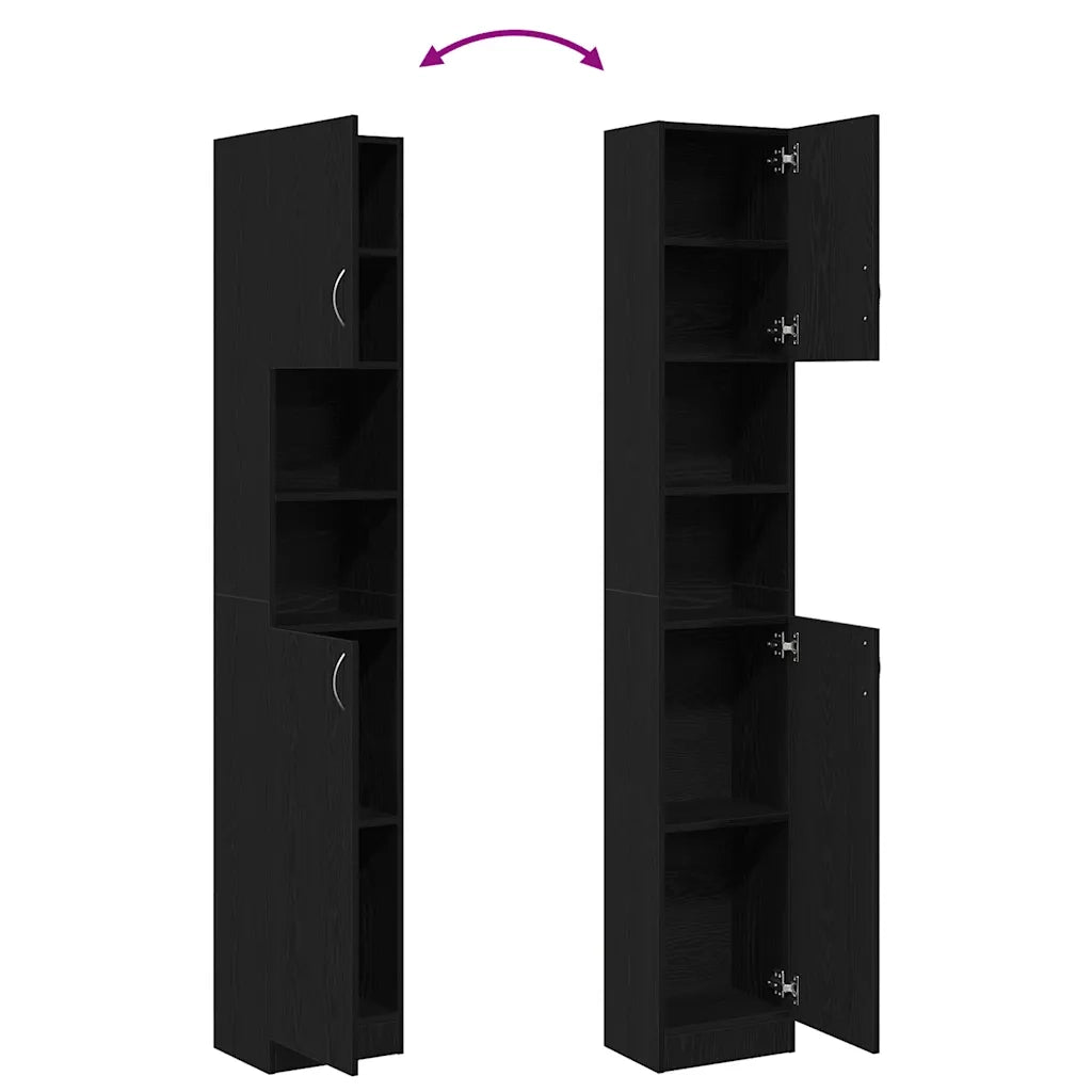 Mobile da Bagno | Armadio da bagno Rovere Nero 32x25,5x190 cm in Legno Multistrato