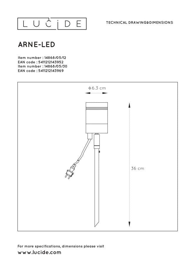 Lampada picchetto esterno Lucide ARNE-LED GU10 5W 2700K