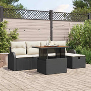 Set Divano da Giardino 6 pcs Nero polyrattan 3361292