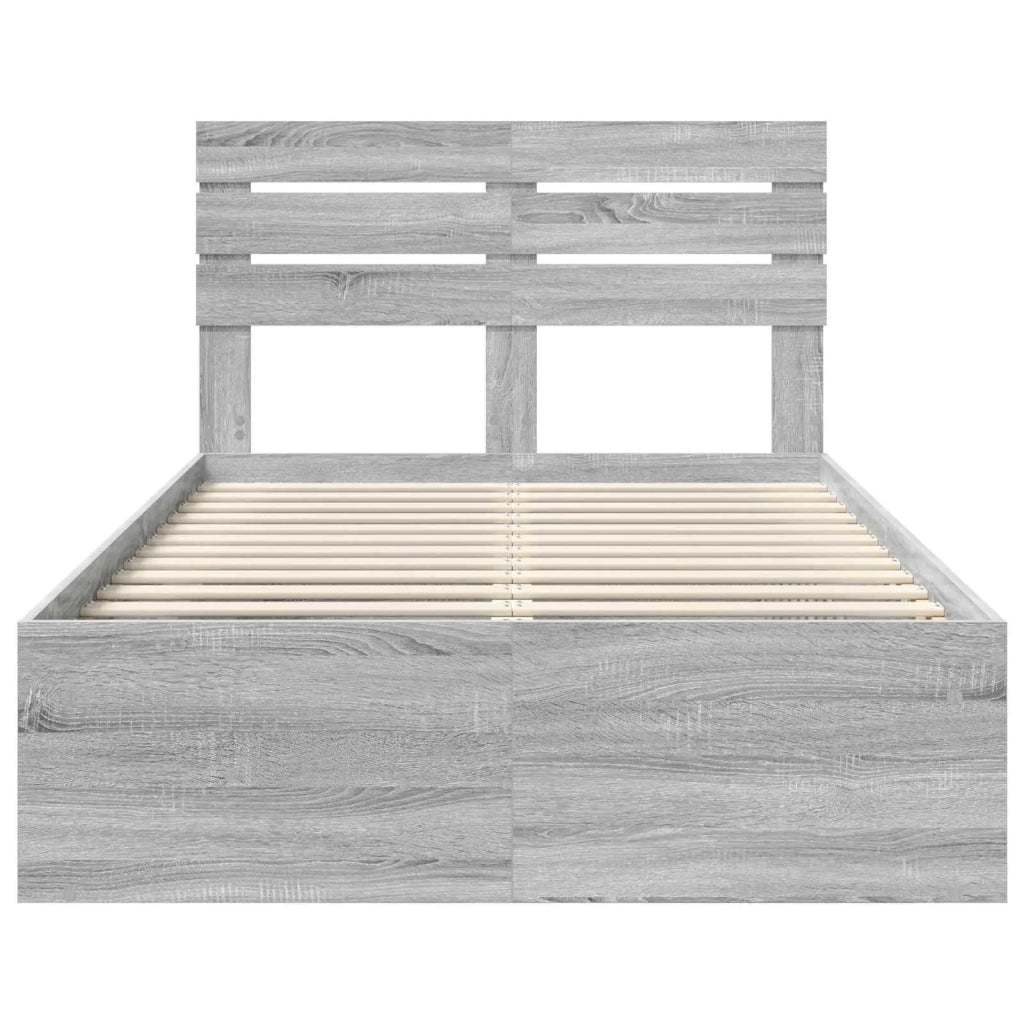 Letto matrimoniale | Letto per adulti | Struttura del letto Grigio Sonoma 120 x 190 cm Pino massello