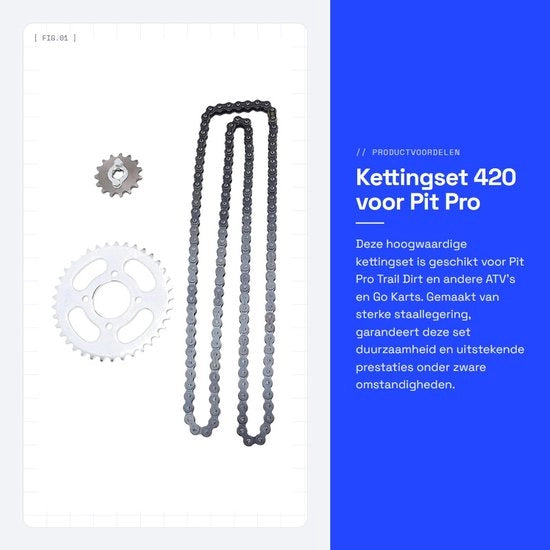 Set di catene di sostituzione - 420 catena - 420 15T ingranaggio anteriore - 420 37T ingranaggio posteriore - Alta resistenza - Materiale duraturo - Sistema di trasmissione