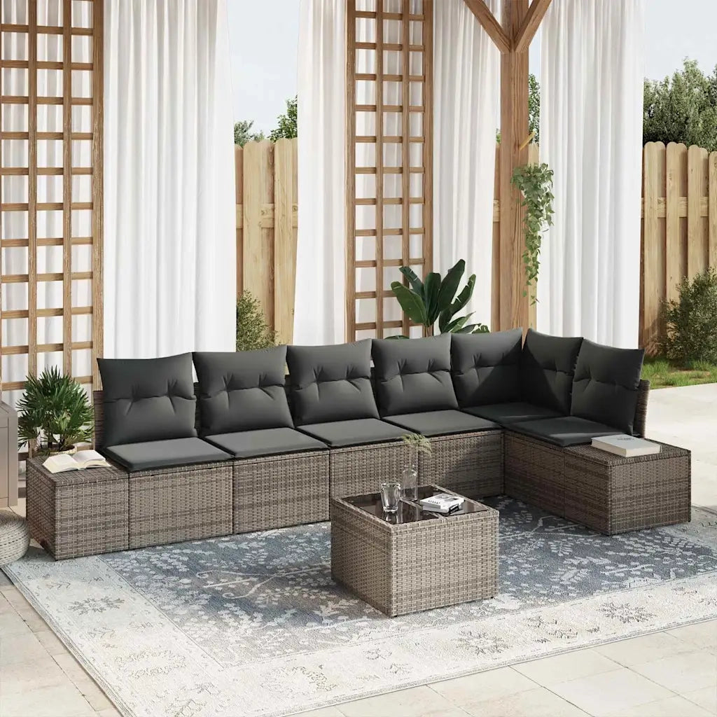 Set Divano da Giardino Grigio chiaro polyrattan 3355758