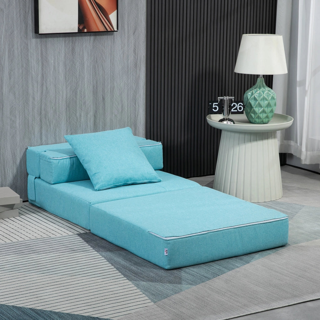 Poltrona letto convertibile 1 posto ¨C Xylo ¨C tessuto blu con cuscino sfoderabile