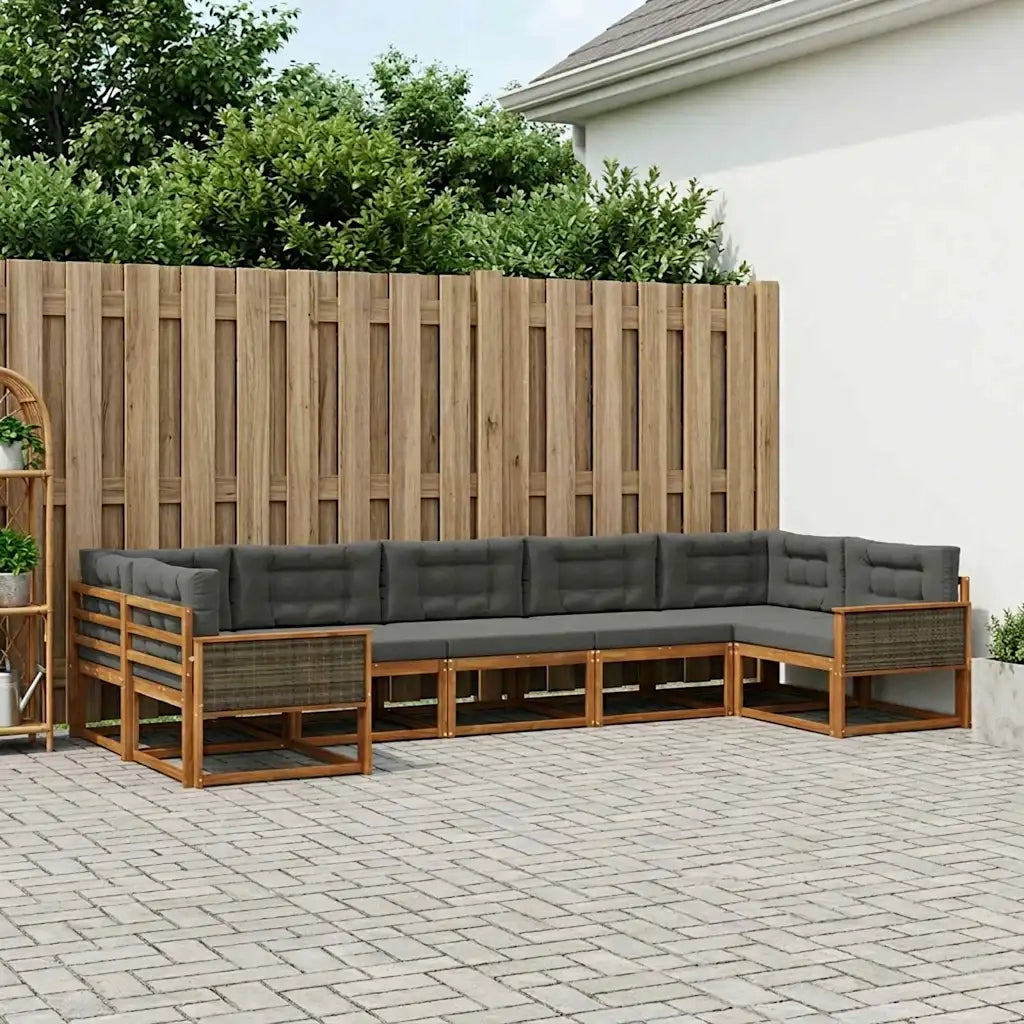 Set di divani da esterno con cuscino 7 pcs Naturale e Antracite 3382860