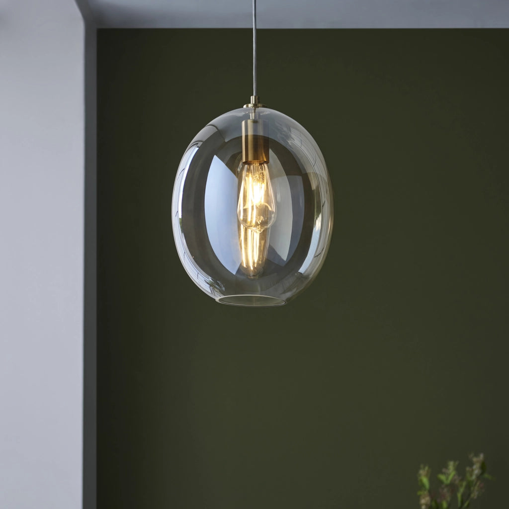 Lampada a sospensione ovale vetro champagne E27 Endon
