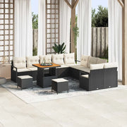 Set Divano da Giardino con cuscino 13 pcs Nero polyrattan 3362580