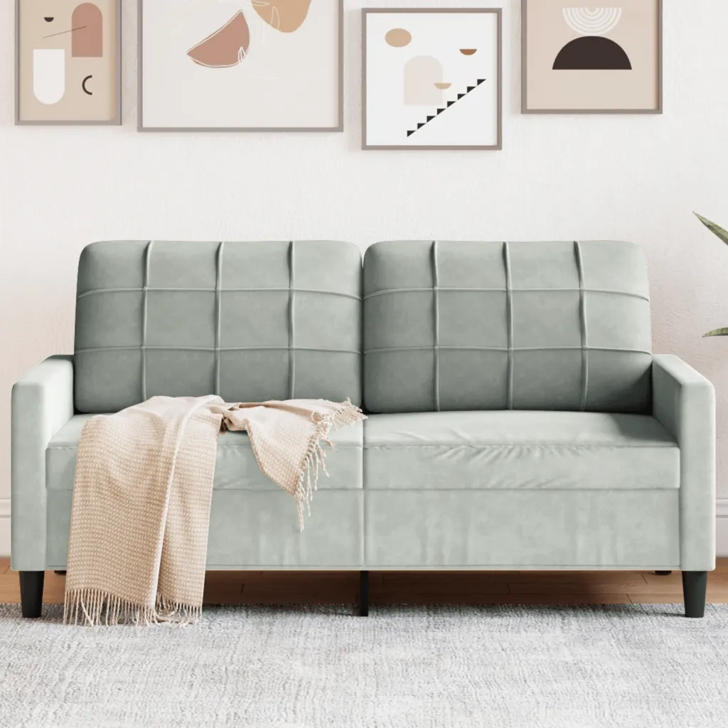Divano a 2 Posti-Sofa 2 Posti Grigio Chiaro 140 cm in Velluto 354525