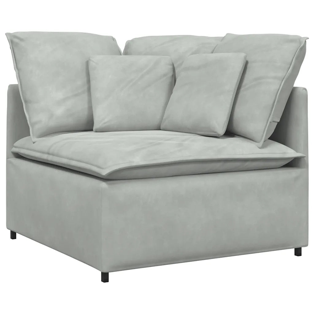 Divano Modulare con Cuscini in Velluto Grigio Chiaro 3321159