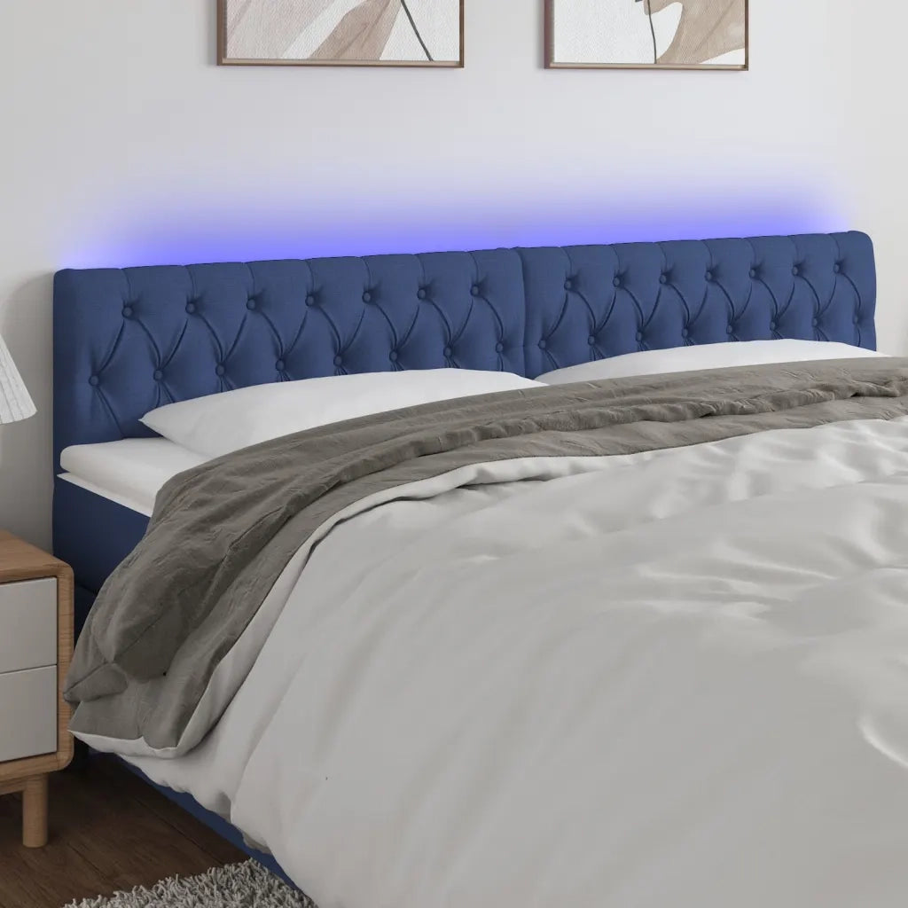 Testiera a LED-Testata con LED Blu 200x7x78/88 cm in Tessuto