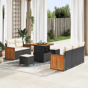 Set Divano da Giardino 10 pcs Nero e Crema polyrattan 3365195