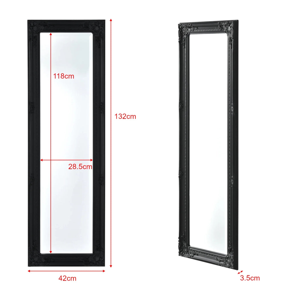 Specchio da parete 132 x 42 x 3,5 cm nero 03_0007910