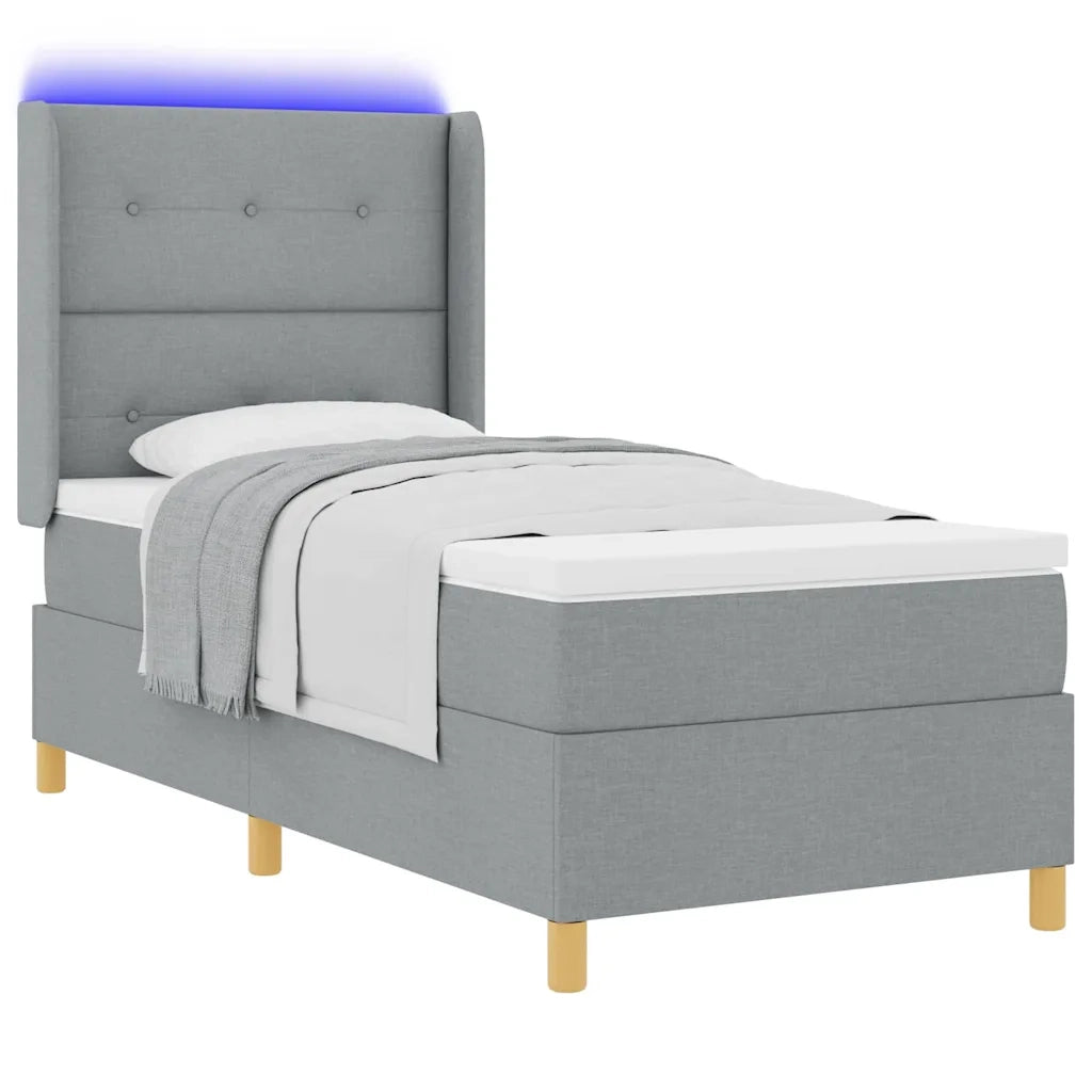 Letto a molle con materasso Grigio chiaro 140 x 190 cm Tessuto