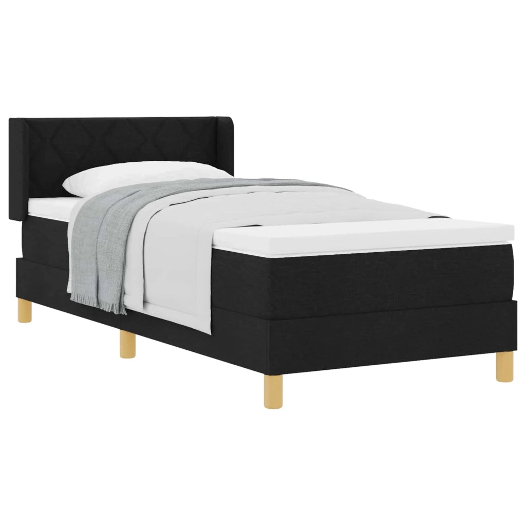 Letto a molle con materasso Nero 200 x 90 cm Poliestere