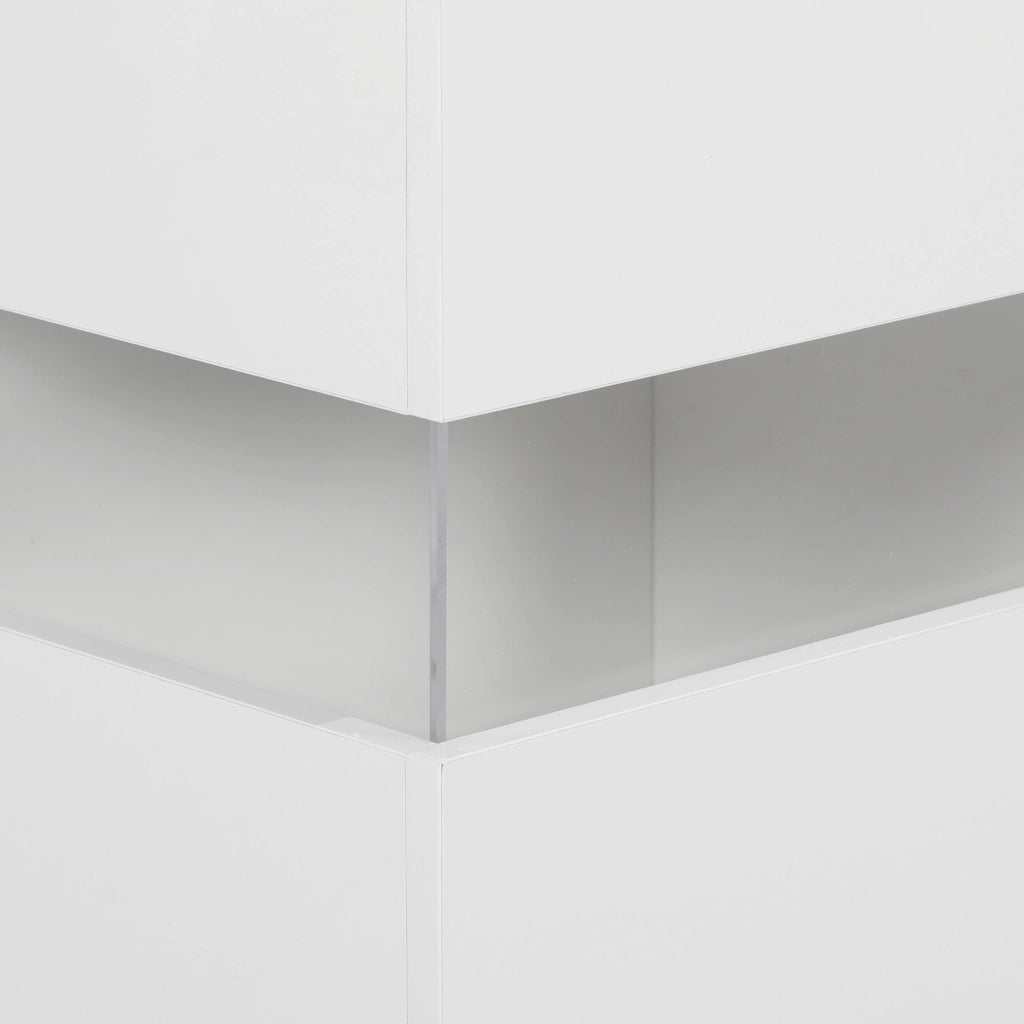 Credenza Mobile Basso Multiuso con LED Regolabile con Telecomando 120x34x70 cm Bianco