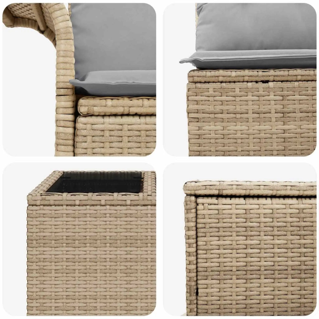 Set di divani 6 pz 4-Numero di posti Beige e Grigio Chiaro 3447089