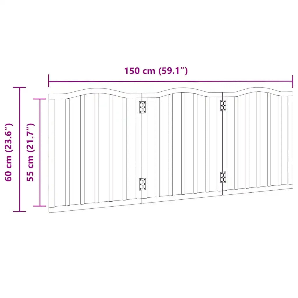 Cancello per Cani Pieghevole 3 Pannelli Bianco 150 cm Pioppo 352212