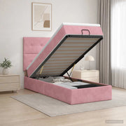 Letto ottomano con materasso Rosa 100 x 200 cm Velluto 3457706